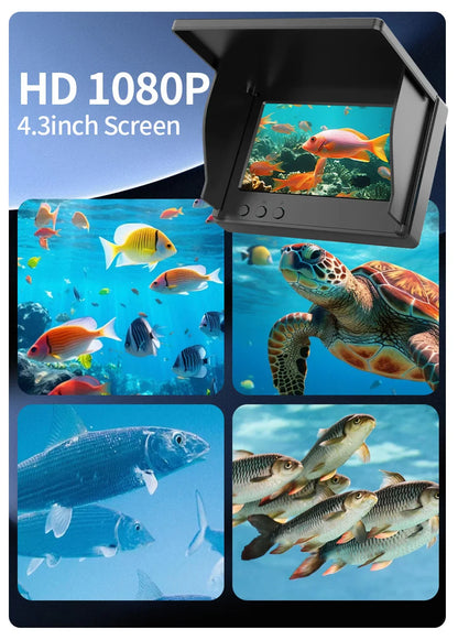 Portable Fish Depth Finder – Handheld 1080P 4.3 Inch LCD Fishing Camera with 120° Underwater View & Night Vision