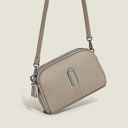 Luxury Genuine Leather Women's Crossbody Bag – Solid Color Shoulder Bag, Clutch & Messenger Purse