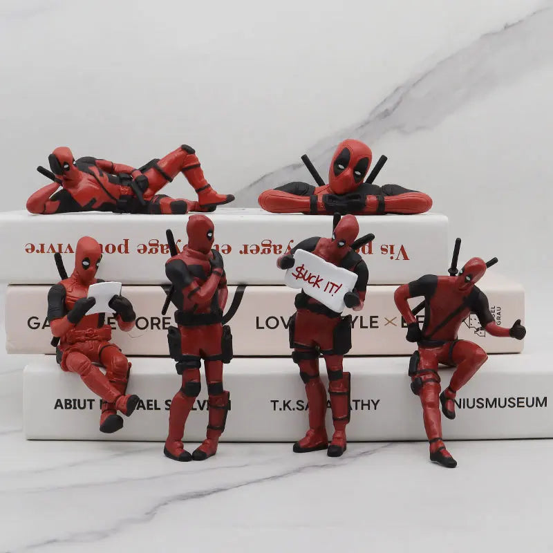 6 Desk Decoration Deadpool Figure – 8cm Marvel X-MAN Model Toy, Funny Cute Figure for Car, Home, Office