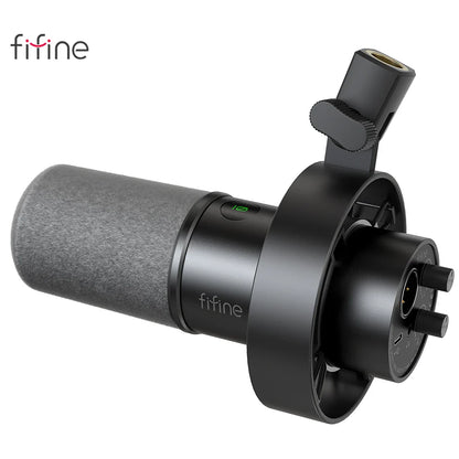 FIFINE USB/XLR Dynamic Microphone – Shock Mount, Touch-Mute, Headphone Jack & Volume Control, for PC or Sound Card Recording (K688)
