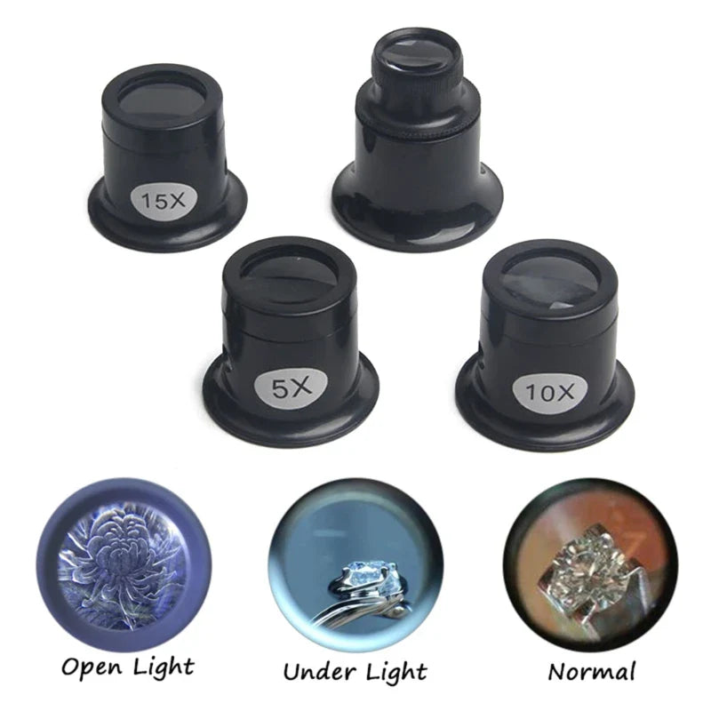 Portable Jewelers Loupe Magnifier Set – Monocular Eye Glass for Watch Repair & Jewelry Inspection