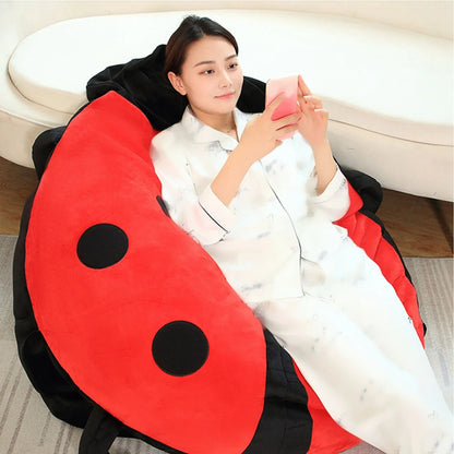 Wearable Ladybug Plush Pillow – Cute 60cm/23in Oversized Stress-Relief Sleeping Pillow for Kids & Adults