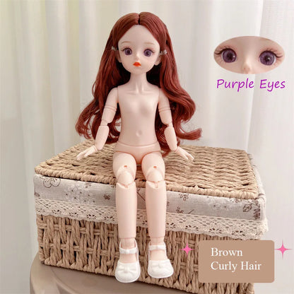 BJD 30cm Nude Doll – 1/6 Haploid Figure with Removable Joints & 3D Colorful Eyes, Birthday Gift for Girls
