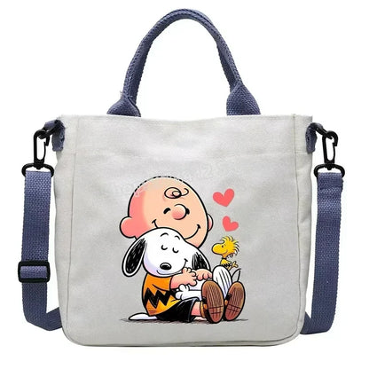 Snoopy Cartoon Canvas Tote Bag – Large Capacity Shoulder Crossbody Bag for Girls, Students & Gift