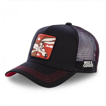 Anime Cartoon Snapback Cap - Cotton Mesh Trucker Hat for Men & Women Hip Hop Dad Style