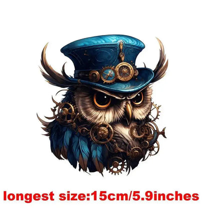 15cm Kids Steampunk Lion Iron-On Patch – Animal Heat Transfer Sticker for DIY Clothing, Apparel & Fabric Decoration Print