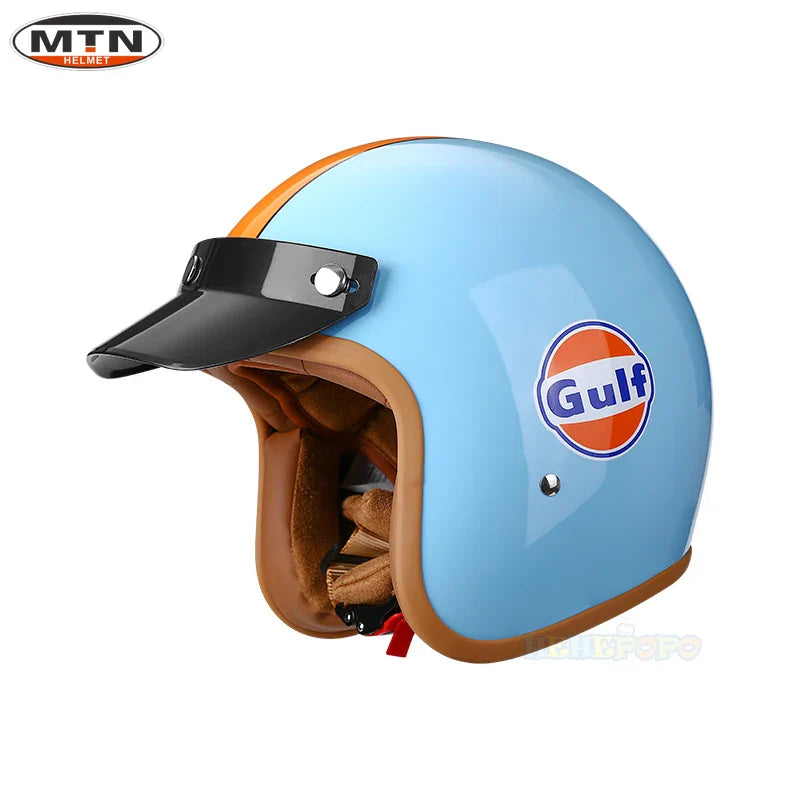 Vintage 3/4 Motorcycle Helmet — DOT Certified Synthetic Leather Jet Helmet, Model 508