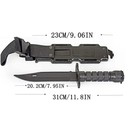 Rubber Training Knife with Sheath - Flexible Soft Plastic Dagger Prop for Halloween, Martial Arts & Costume Use