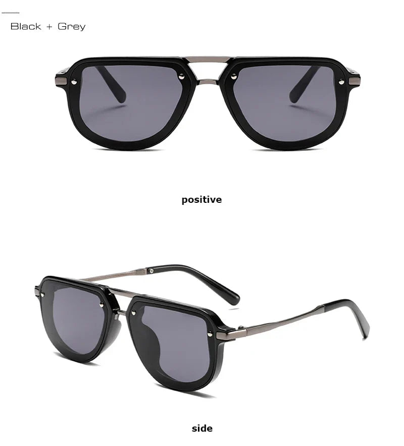SHAUNA Retro Oval Sunglasses – Luxury Punk UV400 Shades for Women & Men