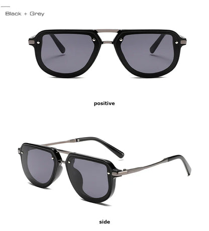 SHAUNA Retro Oval Sunglasses – Luxury Punk UV400 Shades for Women & Men