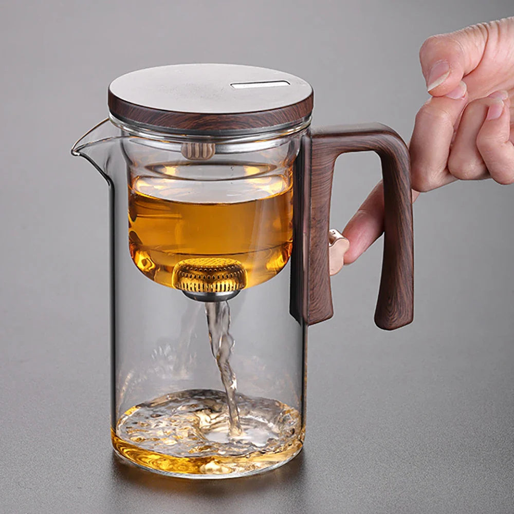 Glass Tea Pot Kettle with Magnetic Infuser - 520ML/720ML Tea Filtration Cup Set with One-Click Switch