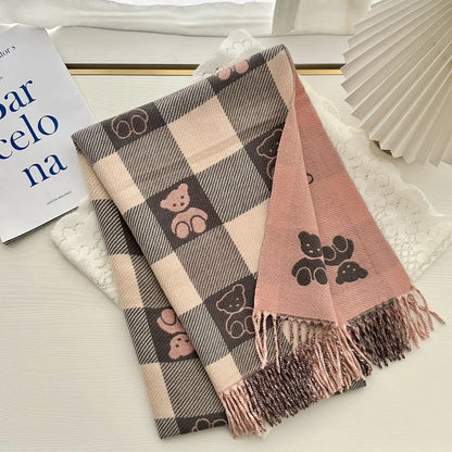 2025 Luxury Women’s Winter Cashmere Scarf — Warm Pashmina with Tassels, Printed Long Shawl, Thick Foulard Bufanda