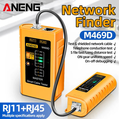 Professional Network Cable Tester M469D — RJ45/RJ11/RJ12 CAT5 UTP LAN Analyzer for Networking & Repair