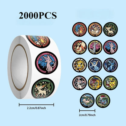 500/1000PCS Pokémon Pikachu Roll Stickers – Waterproof Cartoon Decals for Scrapbooking, Luggage, Phone & Gift Decoration