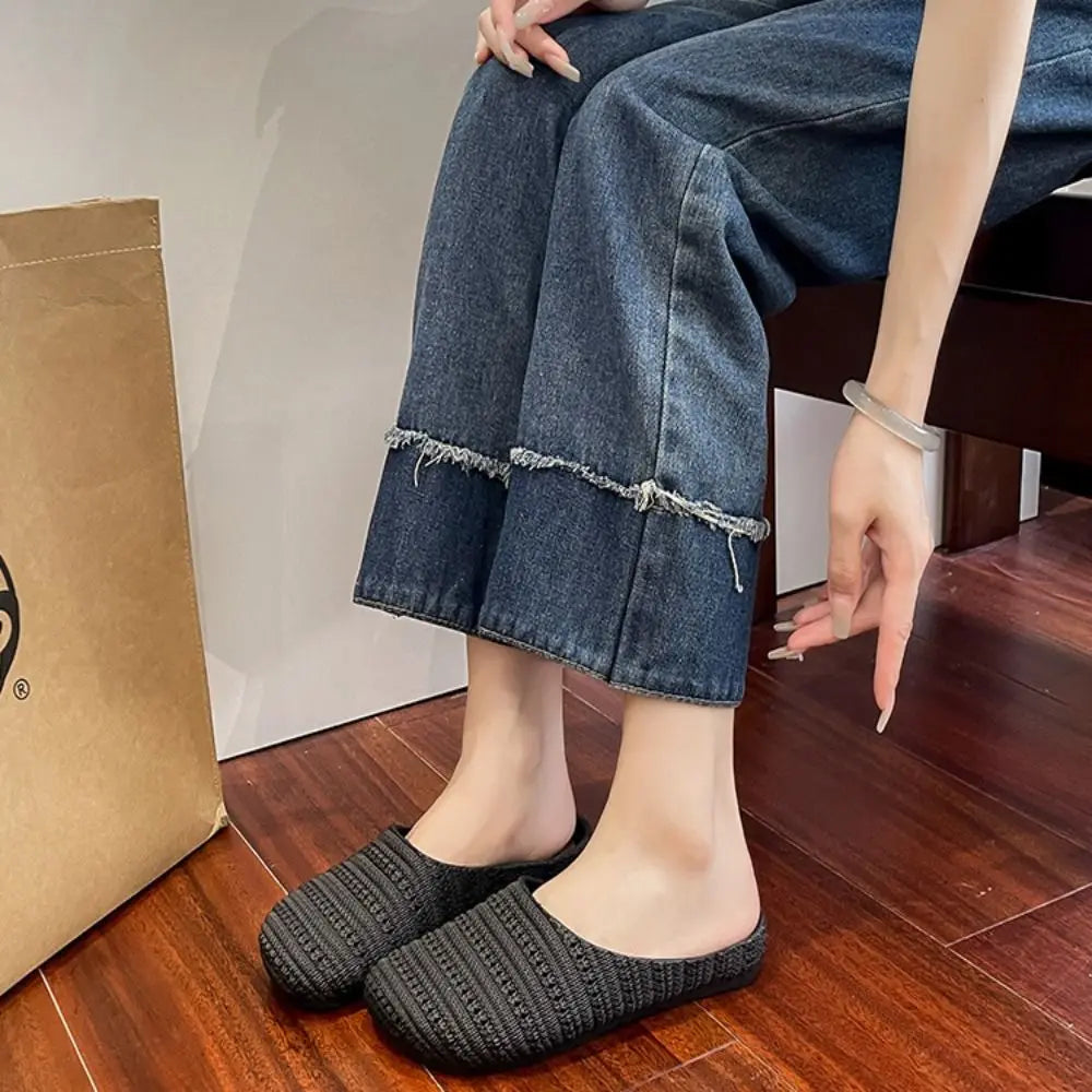 Breathable Hollow Half Slippers - Lightweight Flat Bottom Anti-Slip Summer Sandals