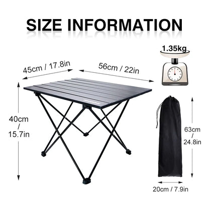 PACOONE Portable Camping Table – Ultralight, Foldable Aluminium Desk for Hiking, BBQ & Picnic