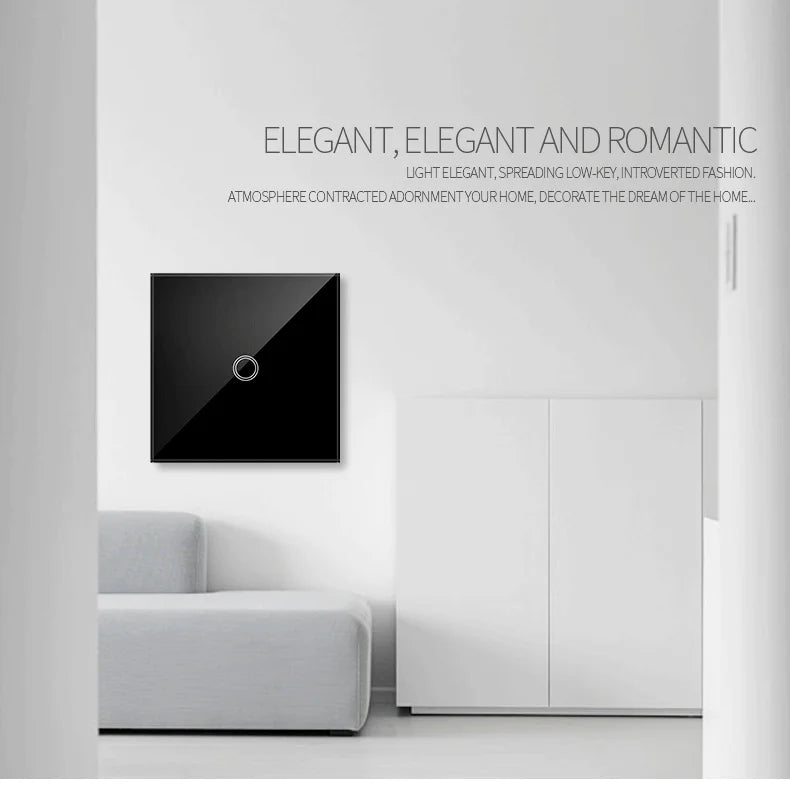AXUS EU Touch Switch | AC100-240V LED Backlight Panel, Tempered Glass Wall Light Sensor Switch, 1/2/3 Gang