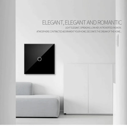 AXUS EU Touch Switch | AC100-240V LED Backlight Panel, Tempered Glass Wall Light Sensor Switch, 1/2/3 Gang