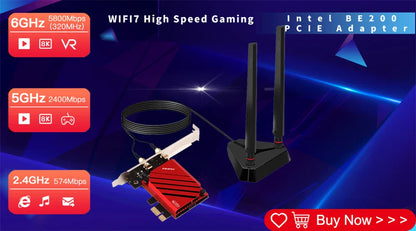 WiFi 7 Intel BE200 Wireless Network Card – Bluetooth 5.4 NGFF Adapter, 802.11AX 2.4G/5G/6GHz for Win10/11 PC
