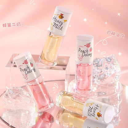 Peach Milk Honey Lip Oil – Moisturizing Lip Gloss, Fades Lip Lines with Big Brush Head