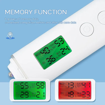 Skin Tester Analyzer - Moisture, Oil Content, Elasticity, and Age Test Meter with Fluorescent Agent Detector