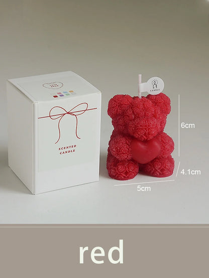 Valentine's Day Scented Candle with Roses & Bears - Perfect for Home Decor & Gift Givin