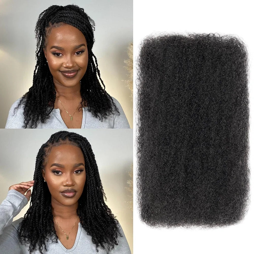 Afro Kinky Bulk Human Hair – 30g/pc Natural Black Brazilian Curly Hair for Braids & Dreadlock Extensions
