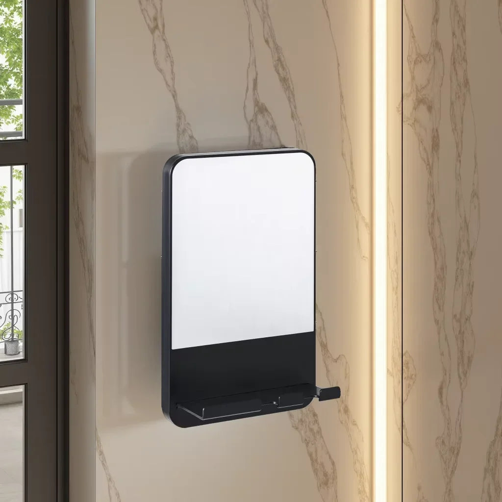 TAILI Shower Shaving Mirror with Storage Tray – Razor Holder, Suction Cup, Shatterproof & Fogless Bathroom Mirror