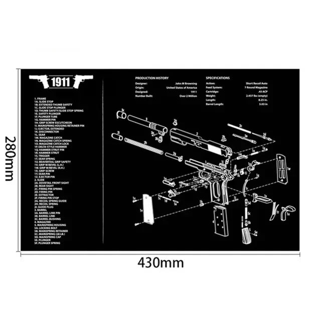Gun Cleaning Rubber Mat Mouse Pad – AR15, AK47, Remington 870, GLOCK Gen4/Gen5, CZ-75, P220, P226, P229, Beretta 92, 1911 3D Work Mat