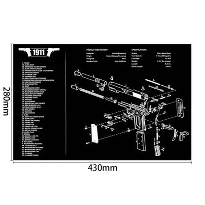 Gun Cleaning Rubber Mat Mouse Pad – AR15, AK47, Remington 870, GLOCK Gen4/Gen5, CZ-75, P220, P226, P229, Beretta 92, 1911 3D Work Mat