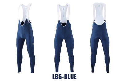 KEMALOCE Men's Cycling Long Pants, Autumn Blue & Grey, Gel Pad, Reflective Bike Bib, Breathable Bicycle Trousers with Rear Pocket