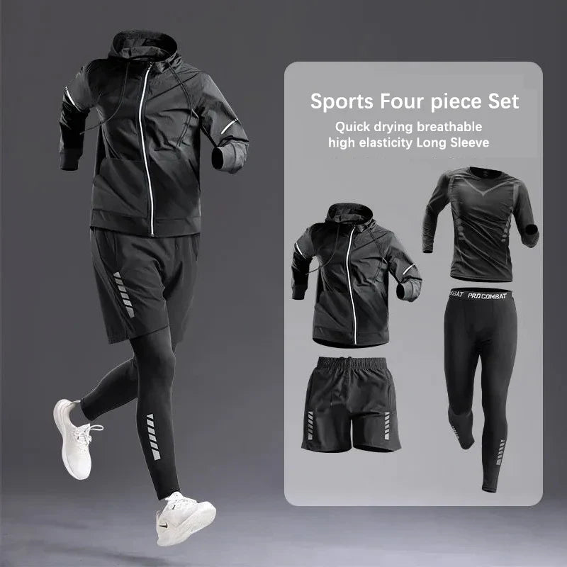 All-Season Men’s Sportswear 5-Piece Set — Tracksuit for Running, Cycling, Fitness & Hiking