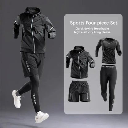 All-Season Men’s Sportswear 5-Piece Set — Tracksuit for Running, Cycling, Fitness & Hiking
