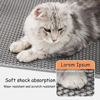 Double-Layer Large Cat Litter Mat – Anti-Splash, Sand-Filtering Floor Protector for Cats