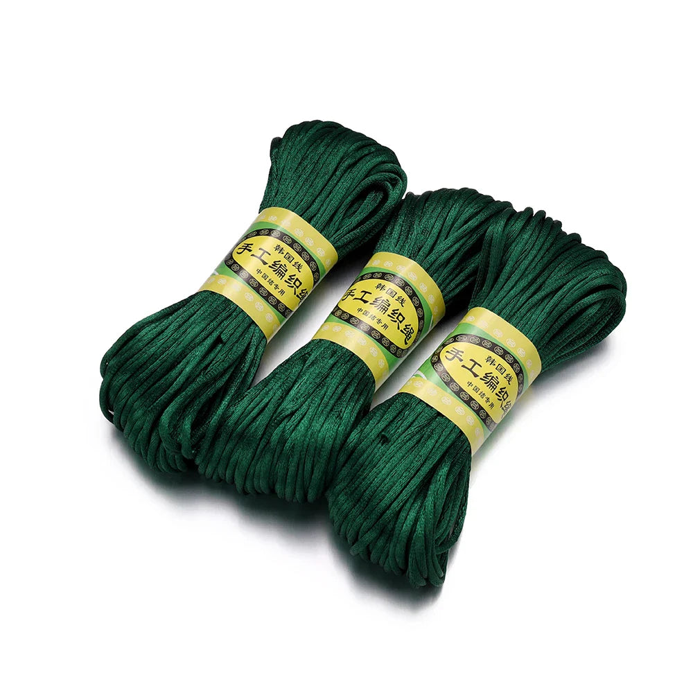 20m/Lot Chinese Knotting Silk Macrame Cord – 1.5mm & 2mm Nylon Black Satin Beading & Shamballa Thread