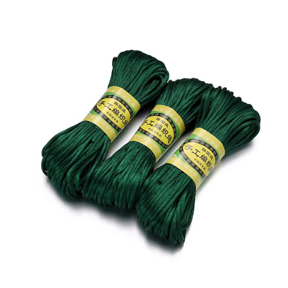 20m/Lot Chinese Knotting Silk Macrame Cord – 1.5mm & 2mm Nylon Black Satin Beading & Shamballa Thread