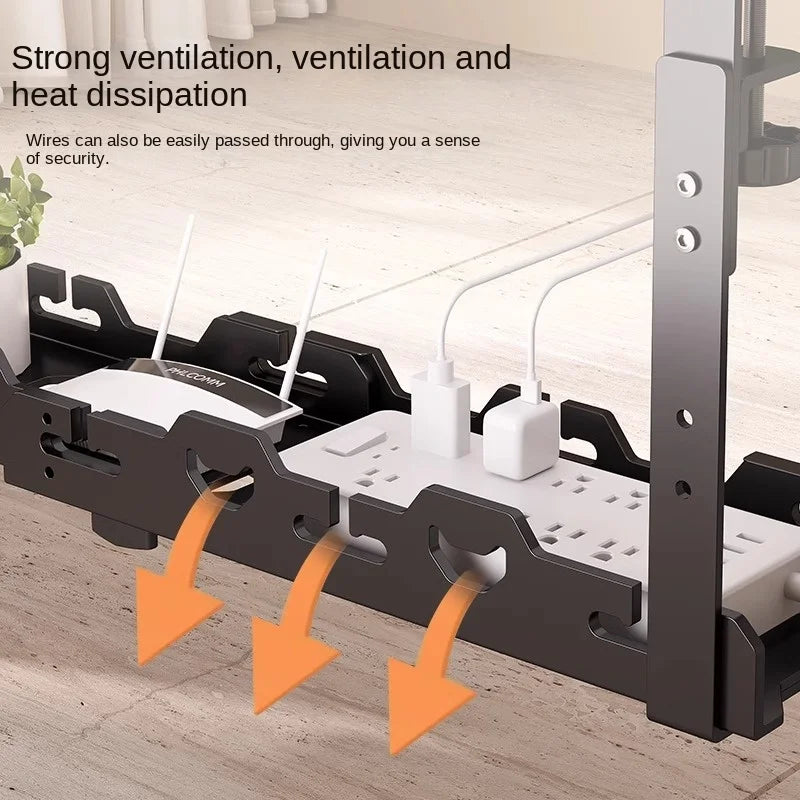 Telescopic Under-Desk Storage Rack – Metal Cable Management Tray for Home and Office, No-Punch Wire Organizer