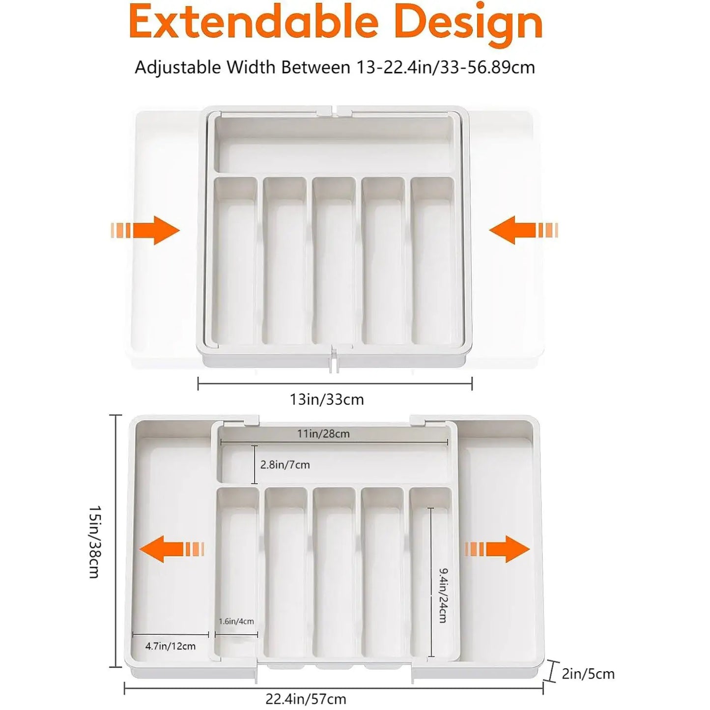 Adjustable Flatware Organizer Tray with Dividers – Plastic Utensil Holder for Spoons, Forks & Knives