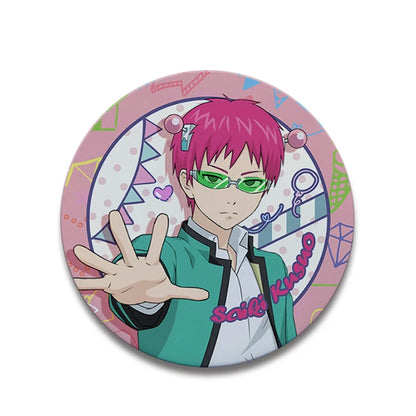 Saiki K Anime 58mm Badge Pin - Saiki Kusuo & Teruhashi Kokomi Cosplay Tinplate Brooch Gift