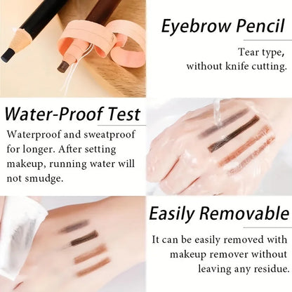 Tear-Off Pull Line Eyebrow Pencil – No Sharpening, Natural Color, Sweat & Smudge Proof Eyebrow Pencil