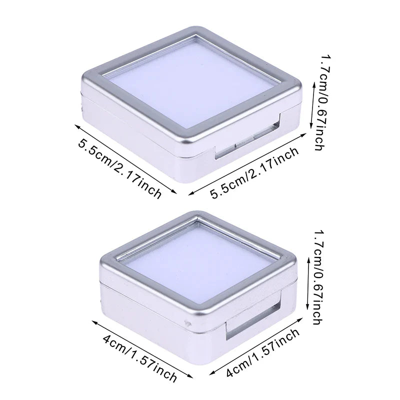 Transparent Glass Lid Gem Storage Box – Jewelry Display Case for Diamonds, Gemstones & Pendants Holder Container