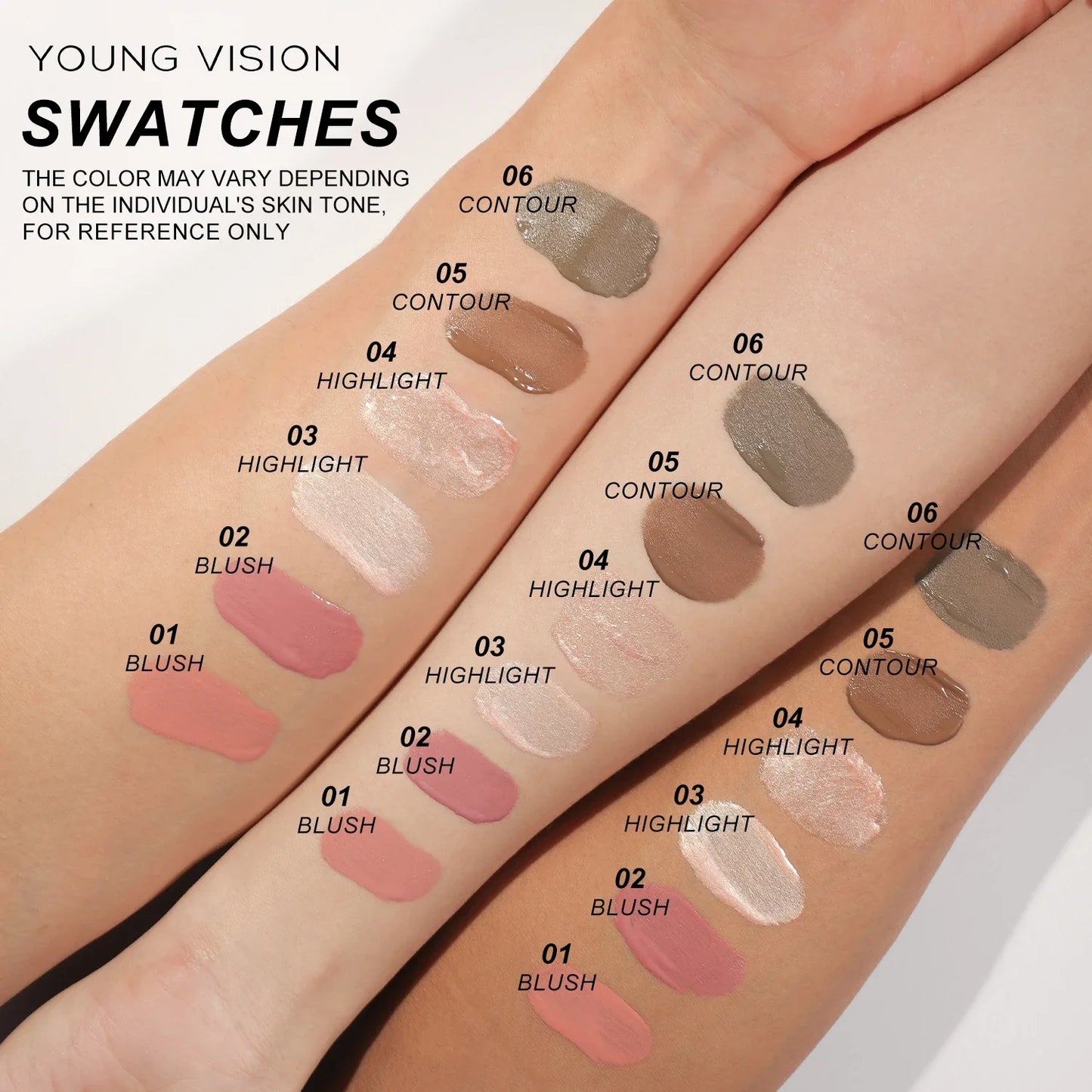 YOUNG VISION Air Cushion Powder Blusher – High Gloss Stick, 6 Color Options for Liquid Rouge Makeup