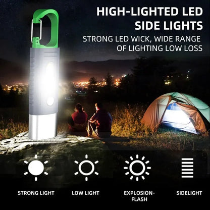 Mini High Power LED Flashlight - 3 LED & Side Lights, Telescopic Zoom, Waterproof Camping Light with Lampshade