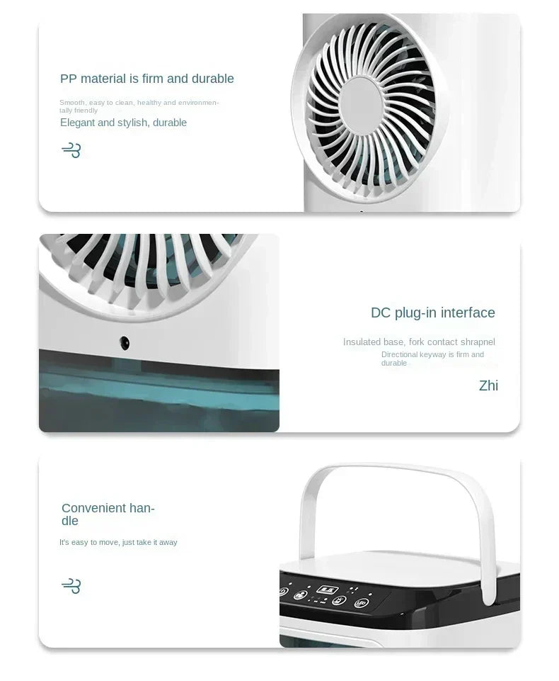 Portable Desktop Air Conditioner Fan – Dual Spray Ultrasonic Humidifier, 3-Speed Silent Air Cooler with Night Light for Home
