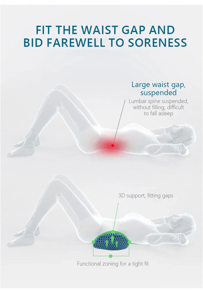 Breathable Memory Foam Lumbar Pillow — Car & Bed Cushion for Waist Support and Sleeping Comfort