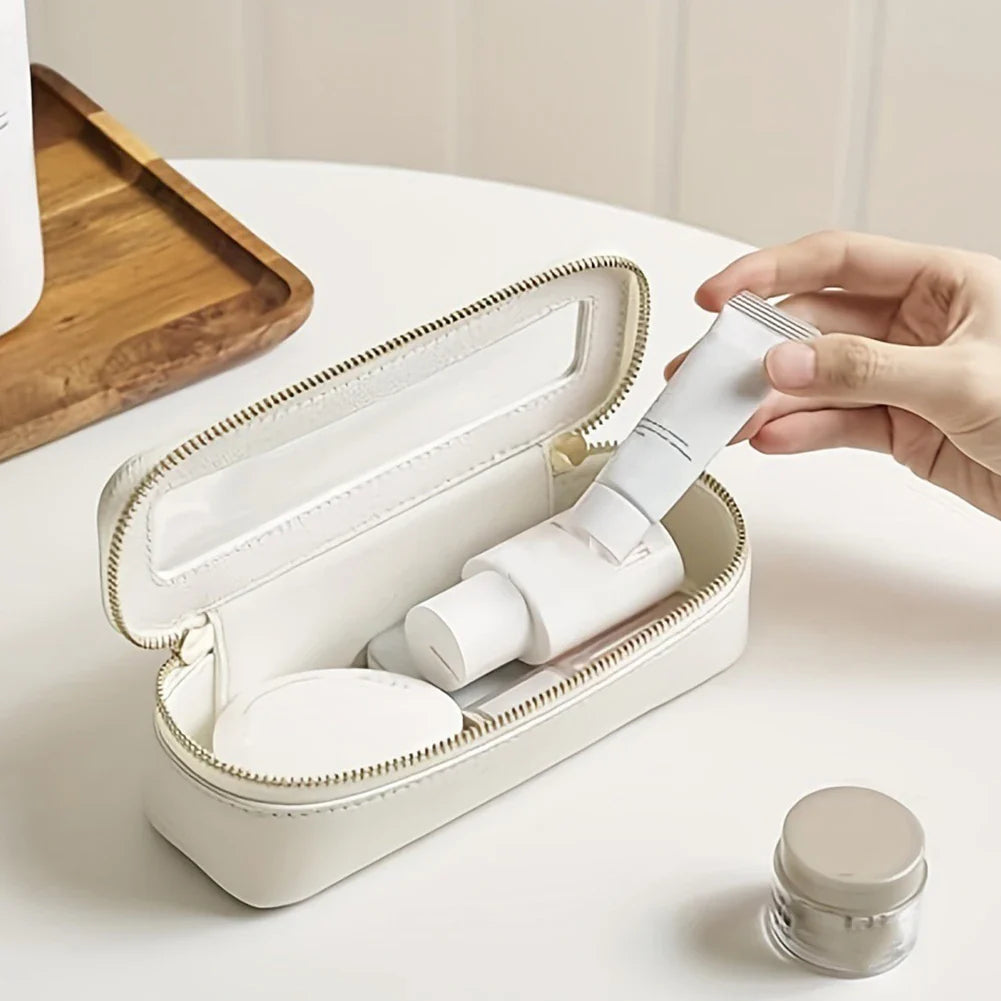 Women’s PU Transparent Makeup Brush Bag – Dual Zipper Travel Cosmetic Brush Holder Case