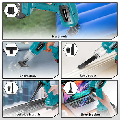 Mini Electric Handheld Vacuum Cleaner – Strong Suction Wireless Home Cleaner & Blower with 7 Nozzles for 18V/21V Battery