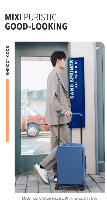 Mixi 20" Wide Handle Carry-On Suitcase — New Design Travel Trolley with Aluminum Frame, Unisex PC Luggage M9275