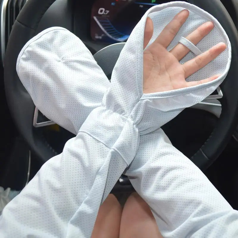 Women’s Large Ice Sleeve Gloves – Summer UV Protection Driving Arm Sleeves, Loose & Breathable