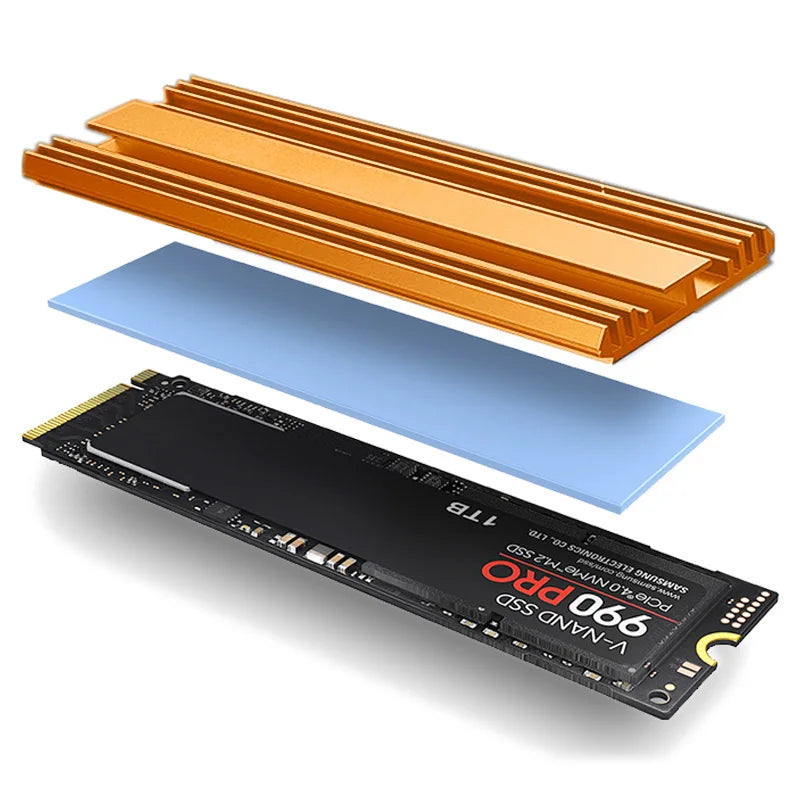 TEUCER M.2 SSD Heatsink – Aluminum Gasket with Thermal Silicone Pad for PS5 & Desktop PC